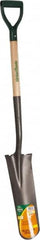 UnionTools - 16" High x 6" Wide Tapered Steel Spade - 27" Long Wood D-Grip Handle, Front Turned - A1 Tooling