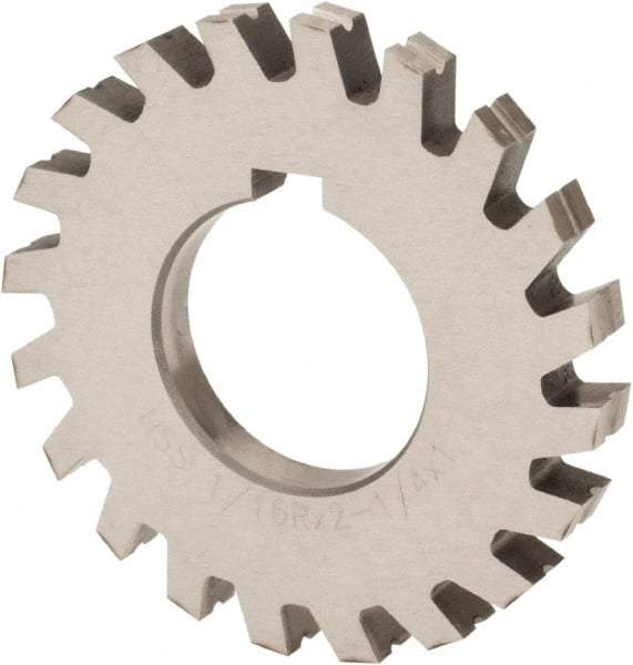 Value Collection - 11/16" Radius, 1-3/8" Circle Diam, 4-1/4" Cutter Diam, 1-3/8" Cutting Width, Arbor Connection, Concave Radius Cutter - High Speed Steel, Oxide Finish, Form Relieved, 10 Teeth - A1 Tooling