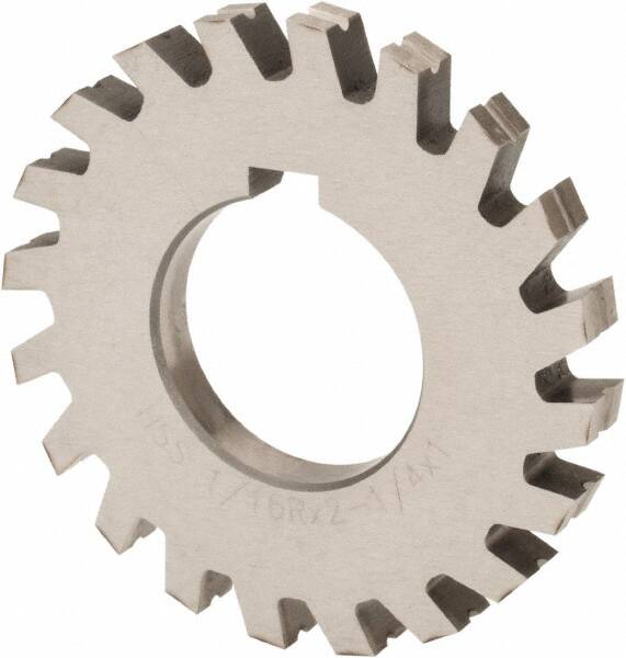 Value Collection - 1/32" Radius, 1/16" Circle Diam, 2-1/4" Cutter Diam, Arbor Connection, Concave Radius Cutter - High Speed Steel, 10 Teeth - A1 Tooling