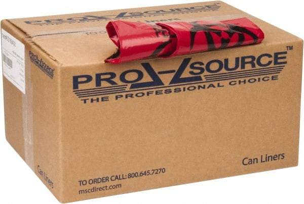 PRO-SOURCE - 10 Gal Capacity, Red, Low-Density Polyethylene, Hazardous Waste Bag - 1.2 mil Thick x 24" Wide x 24" High, Flat Pack - A1 Tooling