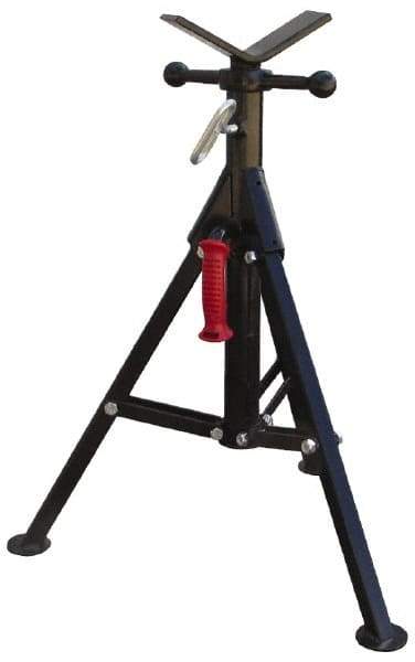 Value Collection - 1/4" to 12" Pipe Capacity, Portable Folding Vee-Head Stand - 27" to 41" High, 2,000 Lb Capacity - A1 Tooling