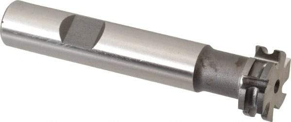 Made in USA - 1/16" Radius, 1/8" Circle Diam, 3/4" Diam x 0.26" Wide Cut, High Speed Steel Concave Radius Cutter - 3" OAL, 1/2" Shank Diam, Shank Connection, Uncoated, Form Relieved, 6 Teeth, Weldon Flat - A1 Tooling