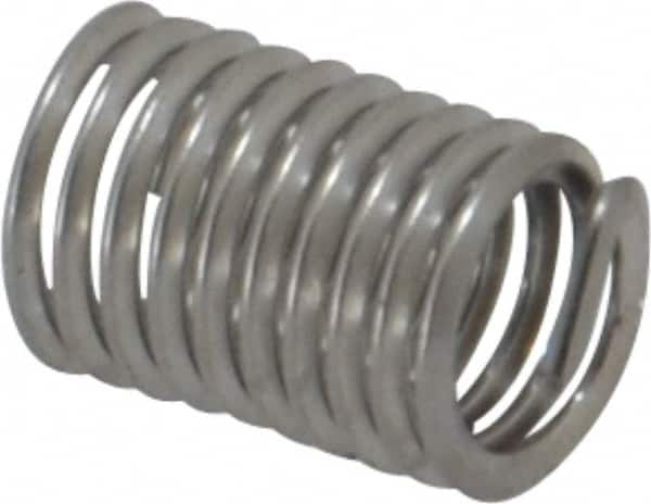 Recoil - #10-32 UNF, 0.38" OAL, Free Running Helical Insert - 9-1/2 Free Coils, Tanged, Stainless Steel, Bright Finish, 2D Insert Length - A1 Tooling