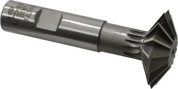 Interstate - 1-1/2° 1-1/2" Cut Diam, 1/2" Cut Width, 5/8" Shank, High Speed Steel Double-Angle Cutter - A1 Tooling