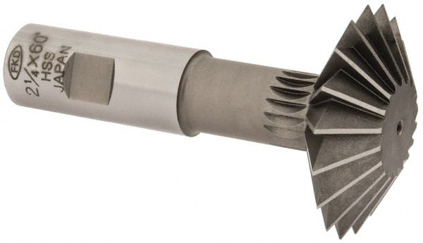 Interstate - 2-1/4° 2-1/4" Cut Diam, 3/4" Cut Width, 7/8" Shank, High Speed Steel Double-Angle Cutter - A1 Tooling