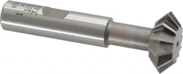 Interstate - 1° 1" Cut Diam, 3/8" Cut Width, 1/2" Shank, High Speed Steel Double-Angle Cutter - A1 Tooling