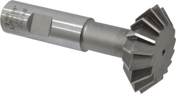 Interstate - 1-7/8° 1-7/8" Cut Diam, 5/8" Cut Width, 3/4" Shank, High Speed Steel Double-Angle Cutter - A1 Tooling