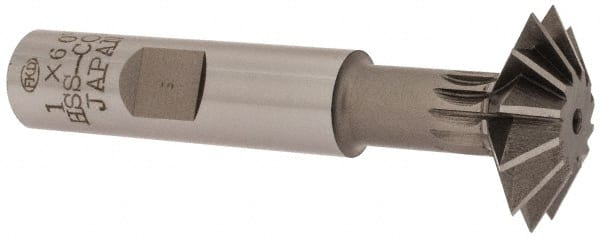 Interstate - 1° 1" Cut Diam, 5/16" Cut Width, 1/2" Shank, Cobalt Double-Angle Cutter - A1 Tooling