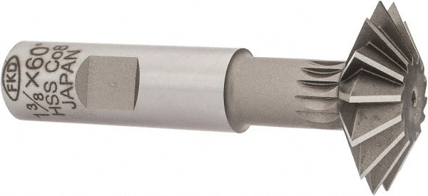 Interstate - 1-3/8° 1-3/8" Cut Diam, 7/16" Cut Width, 5/8" Shank, Cobalt Double-Angle Cutter - A1 Tooling