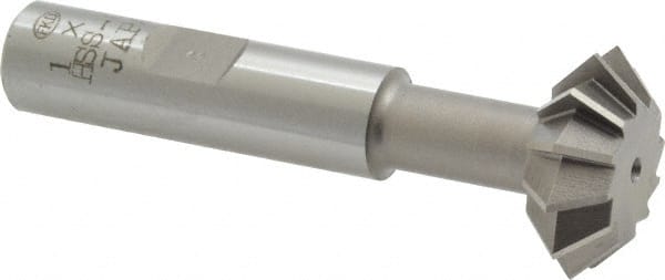 Interstate - 1° 1" Cut Diam, 3/8" Cut Width, 1/2" Shank, Cobalt Double-Angle Cutter - A1 Tooling