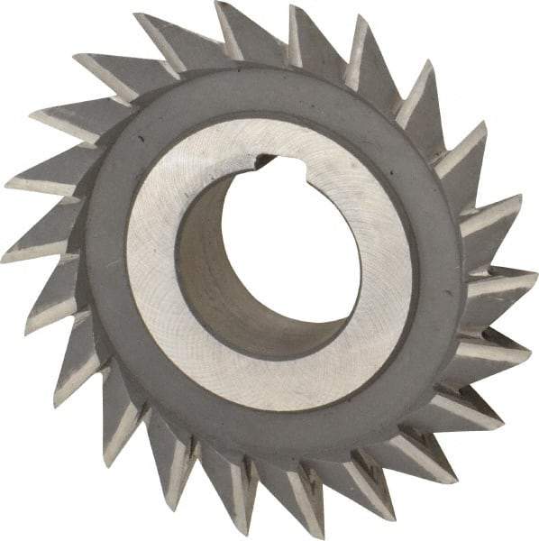 Value Collection - 3" Diam x 3/4" Width of Cut, 45° Included Angle, Arbor Connection, High Speed Steel Single Angle Cutter - Right Hand Cut, Oxide Finish - A1 Tooling