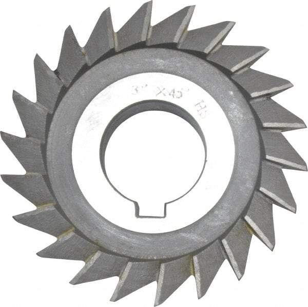 Value Collection - 3" Diam x 5/8" Width of Cut, 45° Included Angle, Arbor Connection, High Speed Steel Single Angle Cutter - Left Hand Cut, Oxide Finish - A1 Tooling