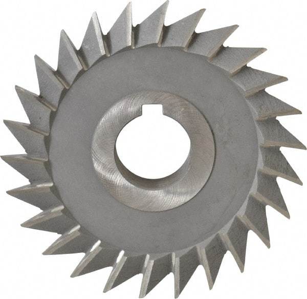 Value Collection - 4" Diam x 3/4" Width of Cut, 45° Included Angle, Arbor Connection, High Speed Steel Single Angle Cutter - Left Hand Cut, Oxide Finish - A1 Tooling