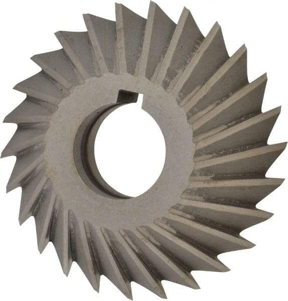 Value Collection - 4" Diam x 1" Width of Cut, 45° Included Angle, Arbor Connection, High Speed Steel Single Angle Cutter - Left Hand Cut, Oxide Finish - A1 Tooling