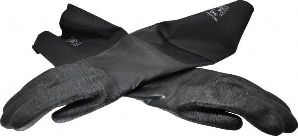 Ansell - Size XL (10), 26" Long, 85 mil Thick, Supported, Neoprene Chemical Resistant Gloves - Textured Finish, Fleece/Jersey Lined, Gauntlet Cuff, ANSI Abrasion Level 3, ANSI Cut Level 2, Black, FDA Approved - A1 Tooling