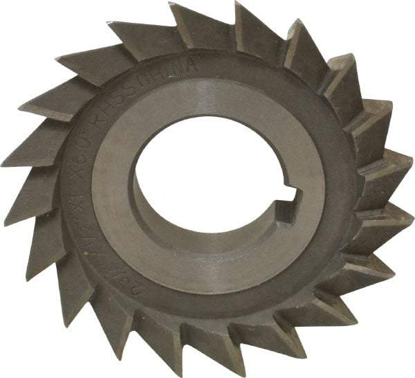 Value Collection - 2-3/4" Diam x 1/2" Width of Cut, 60° Included Angle, Arbor Connection, High Speed Steel Single Angle Cutter - Right Hand Cut, Oxide Finish - A1 Tooling