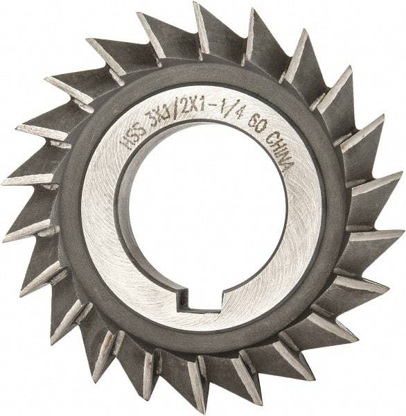 Value Collection - 3" Diam x 1/2" Width of Cut, 60° Included Angle, Arbor Connection, High Speed Steel Single Angle Cutter - Right Hand Cut, Oxide Finish - A1 Tooling