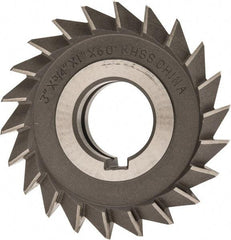 Value Collection - 3" Diam x 3/4" Width of Cut, 60° Included Angle, Arbor Connection, High Speed Steel Single Angle Cutter - Right Hand Cut, Oxide Finish - A1 Tooling