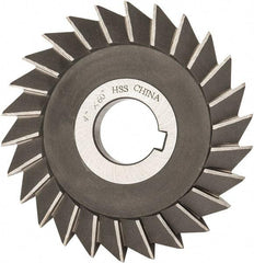 Value Collection - 4" Diam x 1/2" Width of Cut, 60° Included Angle, Arbor Connection, High Speed Steel Single Angle Cutter - Right Hand Cut, Oxide Finish - A1 Tooling