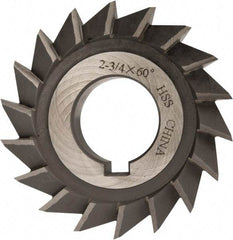 Value Collection - 2-3/4" Diam x 1/2" Width of Cut, 60° Included Angle, Arbor Connection, High Speed Steel Single Angle Cutter - Left Hand Cut, Oxide Finish - A1 Tooling