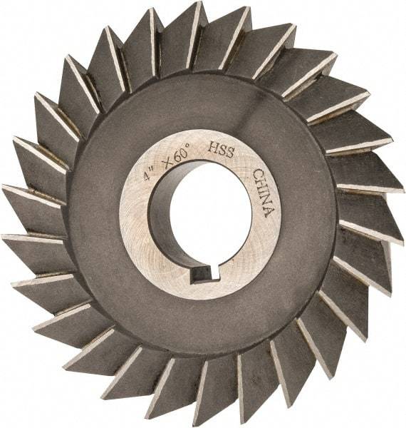 Value Collection - 4" Diam x 3/4" Width of Cut, 60° Included Angle, Arbor Connection, High Speed Steel Single Angle Cutter - Left Hand Cut, Oxide Finish - A1 Tooling