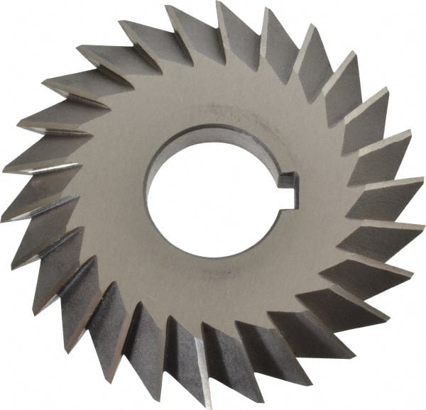 Value Collection - 4° 4" Cut Diam, 1/2" Cut Width, 1-1/4" Arbor, High Speed Steel Double-Angle Cutter - A1 Tooling