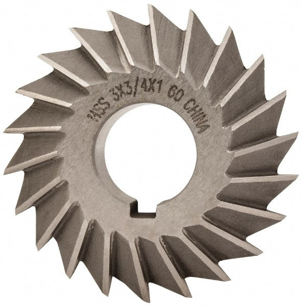 Value Collection - 3° 3" Cut Diam, 3/4" Cut Width, 1" Arbor, High Speed Steel Double-Angle Cutter - A1 Tooling