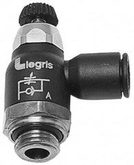 Legris - 12mm Tube OD x 1/2 Male BSPT Compact Meter Out Flow Control Valve - 14.5 to 145 psi, Nylon - A1 Tooling