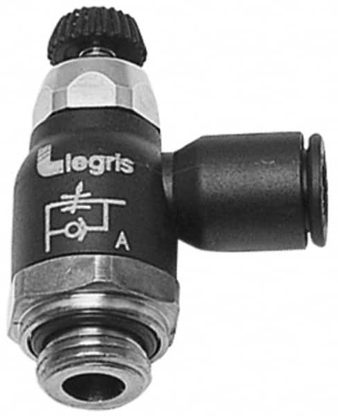 Legris - 12mm Tube OD x 3/8 Male BSPP Compact Meter Out Flow Control Valve - 14.5 to 145 psi, Nylon - A1 Tooling