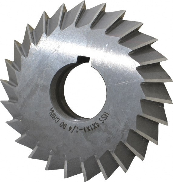 Value Collection - 4° 4" Cut Diam, 1" Cut Width, 1-1/4" Arbor, High Speed Steel Double-Angle Cutter - A1 Tooling