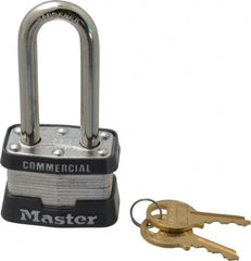 Master Lock - 2" Shackle Clearance, Keyed Different Laminated Steel Padlock - 9/32" Shackle Diam, Laminated Steel - A1 Tooling