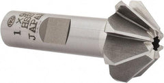 Interstate - 1" Large x 3/8" Small Diam, 7/16" Width of Cut, 90° Included Angle, High Speed Steel Face Angle Cutter - 1/2" Shank Diam, 2-3/16" Overall Length, Weldon Flat - A1 Tooling