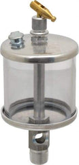 LDI Industries - 1 Outlet, Polymer Bowl, 147.9 mL Manual-Adjustable Oil Reservoir - 3/8 NPTF Outlet, 2-1/2" Diam x 6-3/8" High, 71.11°C Max - A1 Tooling