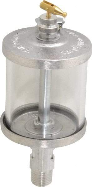 LDI Industries - 1 Outlet, Glass Bowl, 266.2 mL Manual-Adjustable Oil Reservoir - 1/2 NPTF Outlet, 3" Diam x 7.81" High, 121.11°C Max - A1 Tooling