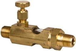 LDI Industries - 1/4 Outlet Thread, 1/4 Inlet Thread, Brass, Straight Valve, Oil Reservoir Needle Valve - 1 Outlet, MNPTF Inlet Thread, MNPTF Outlet Thread - A1 Tooling