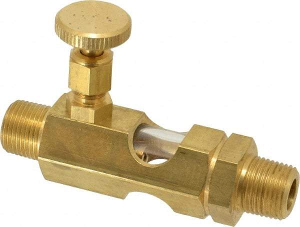 LDI Industries - 3/8 Outlet Thread, 3/8 Inlet Thread, Brass, Straight Valve, Oil Reservoir Needle Valve - 1 Outlet, MNPTF Inlet Thread, MNPTF Outlet Thread - A1 Tooling