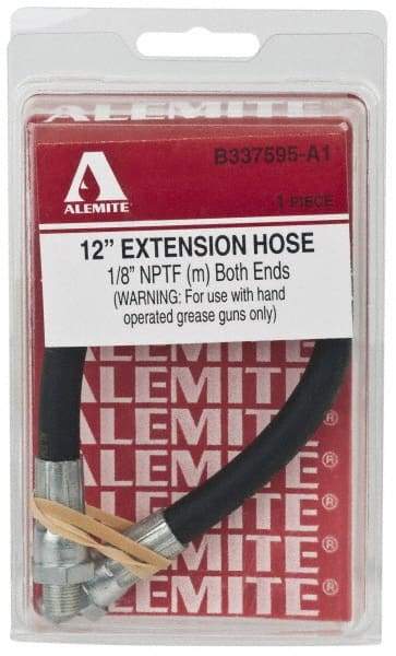 Alemite - 12" Long, 6,000 psi Operating Pressure, Thermoplastic Grease Gun Hose - 1/8 NPTF, 12,000 psi Burst Pressure - A1 Tooling