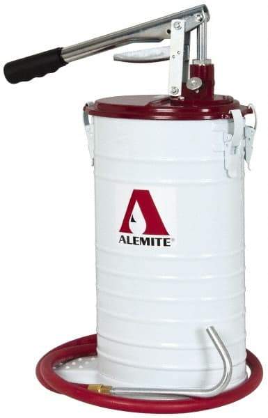 Alemite - Oil & Grease Lubrication 1 Strokes/oz Flow Steel, Aluminum & Stainless Steel Lever Hand Pump - For 25 Lb Container - A1 Tooling