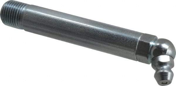 Alemite - 65° Head Angle, 1/8 PTF Carbon Steel Standard Grease Fitting - 3/8" Hex, 2-3/4" Overall Height, 2-1/4" Shank Length, 10,000 Operating psi, Zinc Plated Finish - A1 Tooling