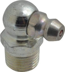 Alemite - 90° Head Angle, 1/8 PTF Steel Standard Grease Fitting - 7/16" Hex, 27/32" Overall Height, 19/64" Shank Length, 10,000 Operating psi, Zinc Plated Finish - A1 Tooling