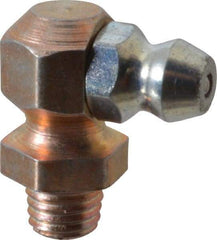 Alemite - 90° Head Angle, 1/4-28 Taper Nickel/Copper Thread-Forming Grease Fitting - 3/8" Hex, 3/4" Overall Height, Zinc Plated Finish - A1 Tooling