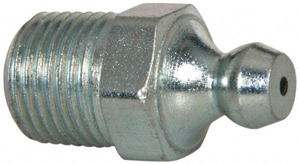 Alemite - 30° Head Angle, 1/8 NPTF Steel Leakproof Grease Fitting - 7/16" Hex, 1-7/32" Overall Height, 25/64" Shank Length, 5,000 Operating psi, Zinc Plated Finish - A1 Tooling