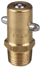 Alemite - Straight Head Angle, 1/8 PTF Brass Pin-Style Grease Fitting - 7/16" Hex, 31/32" Overall Height, 17/64" Shank Length, 3,000 Operating psi, Zinc Plated Finish - A1 Tooling