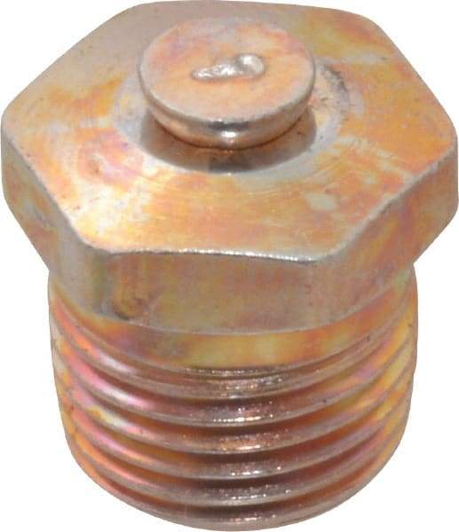 Alemite - 1/8 Thread, 0.25 to 1 psi Relief Pressure, Steel, Zinc Plated, Relief Vent - 7/16" Hex Flats Diam - A1 Tooling