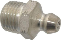 Alemite - Straight Head Angle, 1/8 PTF Stainless Steel Standard Grease Fitting - 7/16" Hex, 3/4" Overall Height, 5/16" Shank Length - A1 Tooling