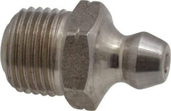 Alemite - Straight Head Angle, 1/8 PTF Nickel/Copper Standard Grease Fitting - 7/16" Hex, 3/4" Overall Height, 5/16" Shank Length - A1 Tooling