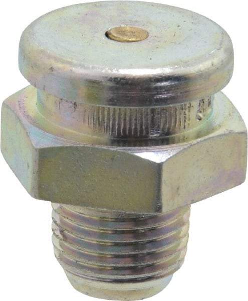 Alemite - Straight Head Angle, 1/8 PTF Button-Head Grease Fitting - 5/8" Hex, 3/4" Overall Height, 11/32" Shank Length, 6,000 Operating psi, Zinc Plated Finish - A1 Tooling