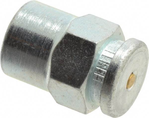 Alemite - Straight Head Angle, 1/8 NPTF Button-Head Grease Fitting - 5/8" Hex, 31/32" Overall Height, 13/32" Shank Length, 6,000 Operating psi, Zinc Plated Finish - A1 Tooling