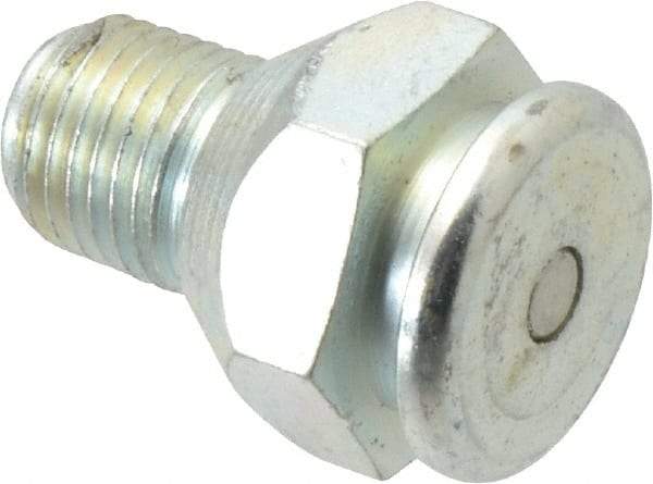 Alemite - Straight Head Angle, 1/4 NPTF Button-Head Grease Fitting - 7/8" Hex, 1-1/4" Overall Height, 1/2" Shank Length, 15,000 Operating psi, Zinc Plated Finish - A1 Tooling