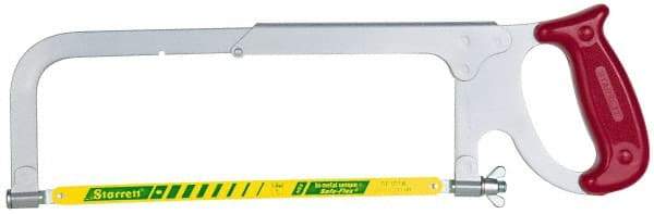 Starrett - 8, 10, 12" Hacksaw - 3-3/4" Throat Depth, Plastic Handle, Red Plastic D-Style Handle - A1 Tooling